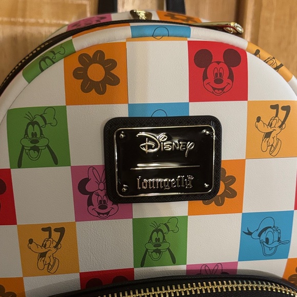 Loungefly Disney Mickey and Friends Floral Checkered  Backpack - Picture 2 of 5